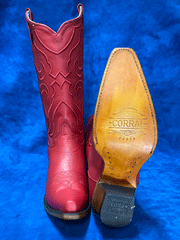 Corral Z5073 Ladies Matching Stitch Pattern Snip Toe Western Boot Red front and sole view. If you need any assistance with this item or the purchase of this item please call us at five six one seven four eight eight eight zero one Monday through Saturday 10:00a.m EST to 8:00 p.m EST