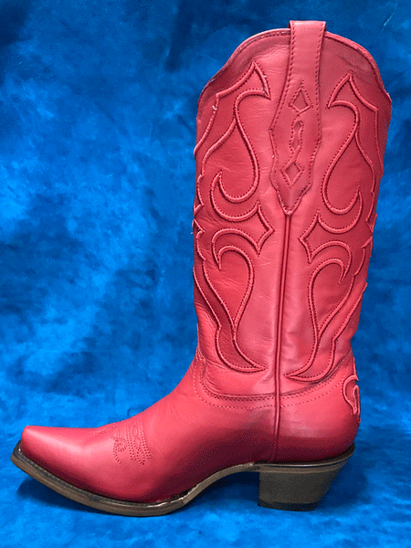 Corral Z5073 Ladies Matching Stitch Pattern Snip Toe Western Boot Red side view. If you need any assistance with this item or the purchase of this item please call us at five six one seven four eight eight eight zero one Monday through Saturday 10:00a.m EST to 8:00 p.m EST