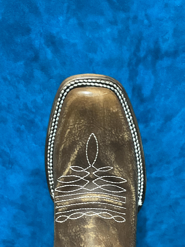 Circle G L6008 Ladies Cutout And Embroidery Square Toe Boot Cognac front anad side view. If you need any assistance with this item or the purchase of this item please call us at five six one seven four eight eight eight zero one Monday through Saturday 10:00a.m EST to 8:00 p.m EST