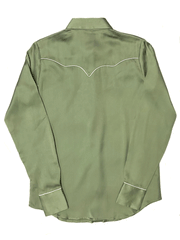 Rock & Roll Denim BWB2S02105 Womens Long Sleeve Satin Piping Shirt Jade back view. If you need any assistance with this item or the purchase of this item please call us at five six one seven four eight eight eight zero one Monday through Saturday 10:00a.m EST to 8:00 p.m EST