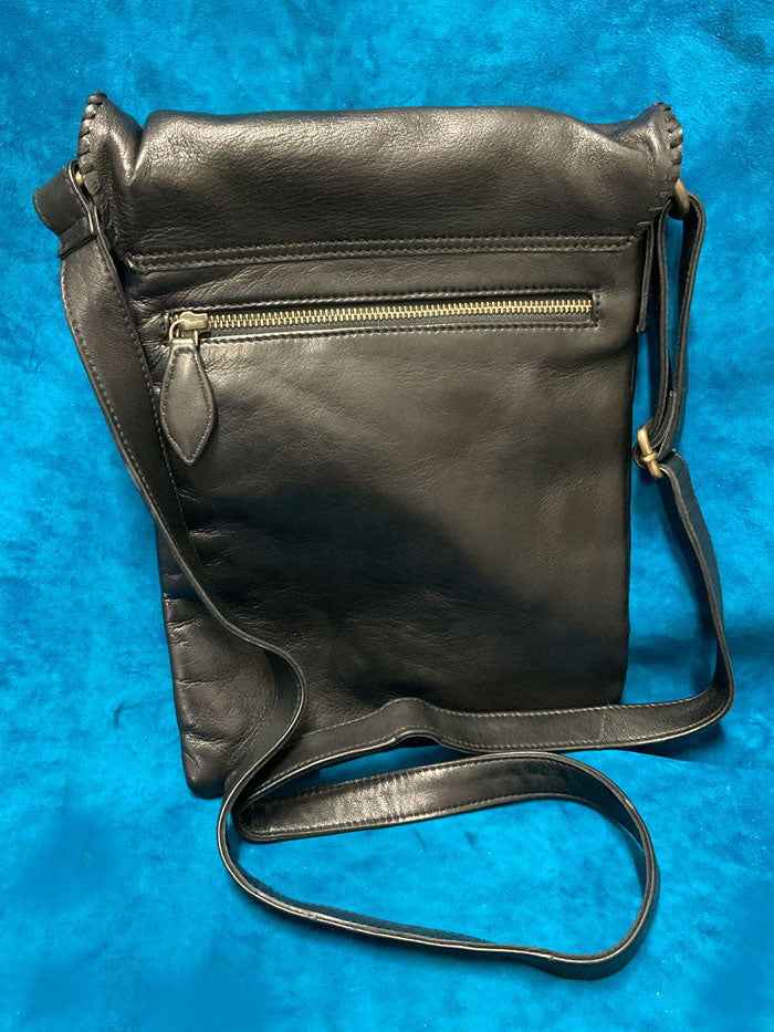 Scully B185-BLK Womens Soft Leather Handbag Black front view. If you need any assistance with this item or the purchase of this item please call us at five six one seven four eight eight eight zero one Monday through Saturday 10:00a.m EST to 8:00 p.m EST