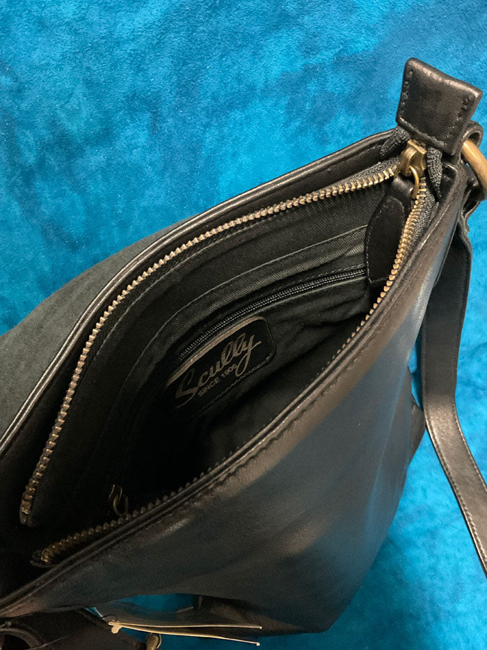 Scully B185-BLK Womens Soft Leather Handbag Black front view. If you need any assistance with this item or the purchase of this item please call us at five six one seven four eight eight eight zero one Monday through Saturday 10:00a.m EST to 8:00 p.m EST