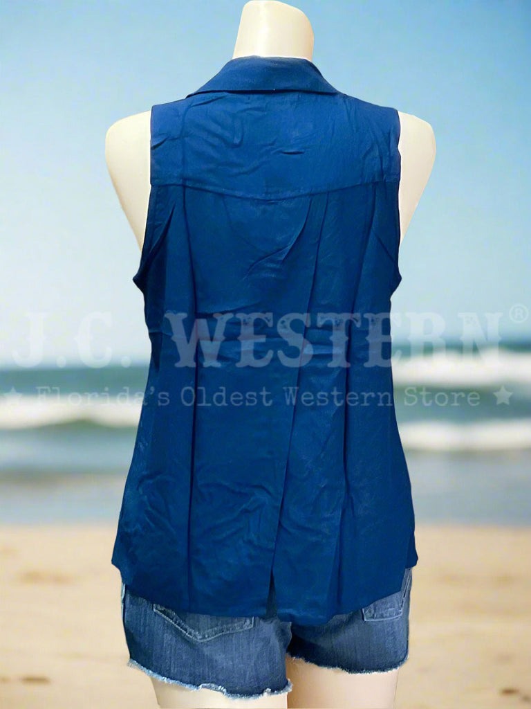 Santiki 4666-1581 Womens Lindy Sleeveless Top Navy front view. If you need any assistance with this item or the purchase of this item please call us at five six one seven four eight eight eight zero one Monday through Saturday 10:00a.m EST to 8:00 p.m EST