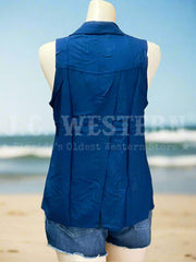 Santiki 4666-1581 Womens Lindy Sleeveless Top Navy back view. If you need any assistance with this item or the purchase of this item please call us at five six one seven four eight eight eight zero one Monday through Saturday 10:00a.m EST to 8:00 p.m EST