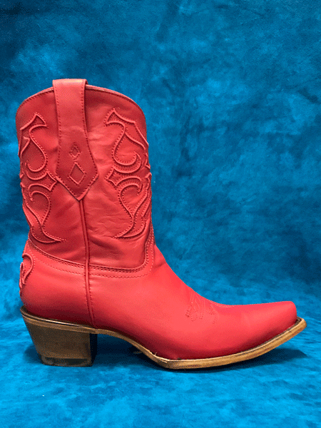 Corral Z5112 Ladies Embroidery Ankle Western Boot Red side view. If you need any assistance with this item or the purchase of this item please call us at five six one seven four eight eight eight zero one Monday through Saturday 10:00a.m EST to 8:00 p.m EST