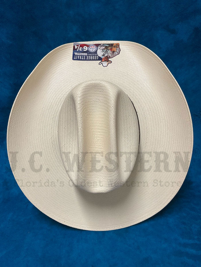 Resistol RSPALO-30428166 PALO DURO 8X George Strait Collection Straw Hat Natural side/ front view. If you need any assistance with this item or the purchase of this item please call us at five six one seven four eight eight eight zero one Monday through Saturday 10:00a.m EST to 8:00 p.m EST