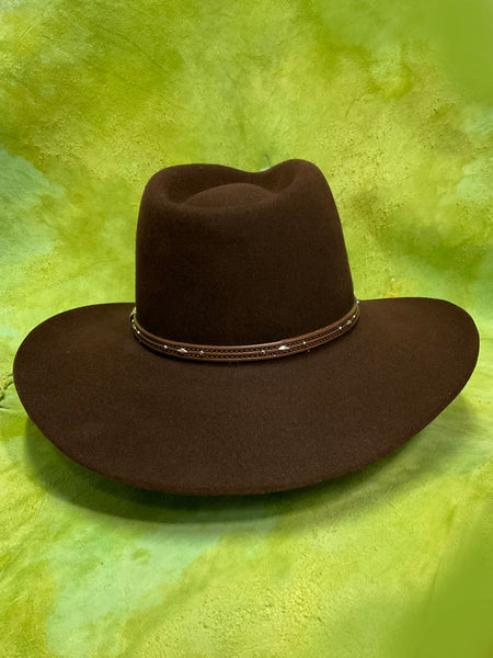 Stetson SFPAWN-403222 PAWNEE 5X Felt Hat Chocolate back view. If you need any assistance with this item or the purchase of this item please call us at five six one seven four eight eight eight zero one Monday through Saturday 10:00a.m EST to 8:00 p.m EST