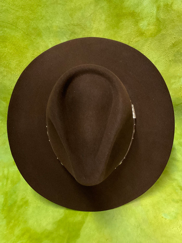 Stetson SFPAWN-403222 PAWNEE 5X Felt Hat Chocolate side /front view. If you need any assistance with this item or the purchase of this item please call us at five six one seven four eight eight eight zero one Monday through Saturday 10:00a.m EST to 8:00 p.m EST