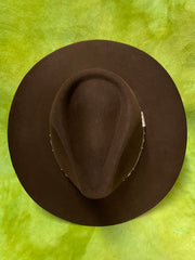 Stetson SFPAWN-403222 PAWNEE 5X Felt Hat Chocolate view from above. If you need any assistance with this item or the purchase of this item please call us at five six one seven four eight eight eight zero one Monday through Saturday 10:00a.m EST to 8:00 p.m EST