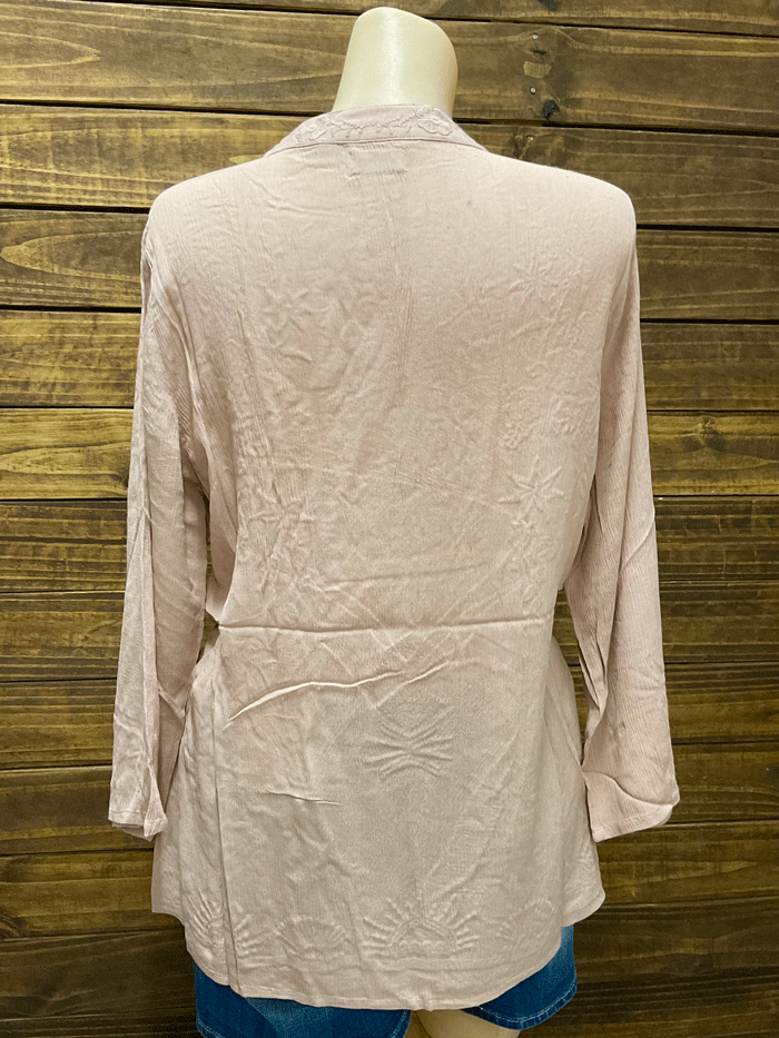 Scully HC878-BLS Womens Tonal Embroidery Pullover Top Blush front view. If you need any assistance with this item or the purchase of this item please call us at five six one seven four eight eight eight zero one Monday through Saturday 10:00a.m EST to 8:00 p.m EST