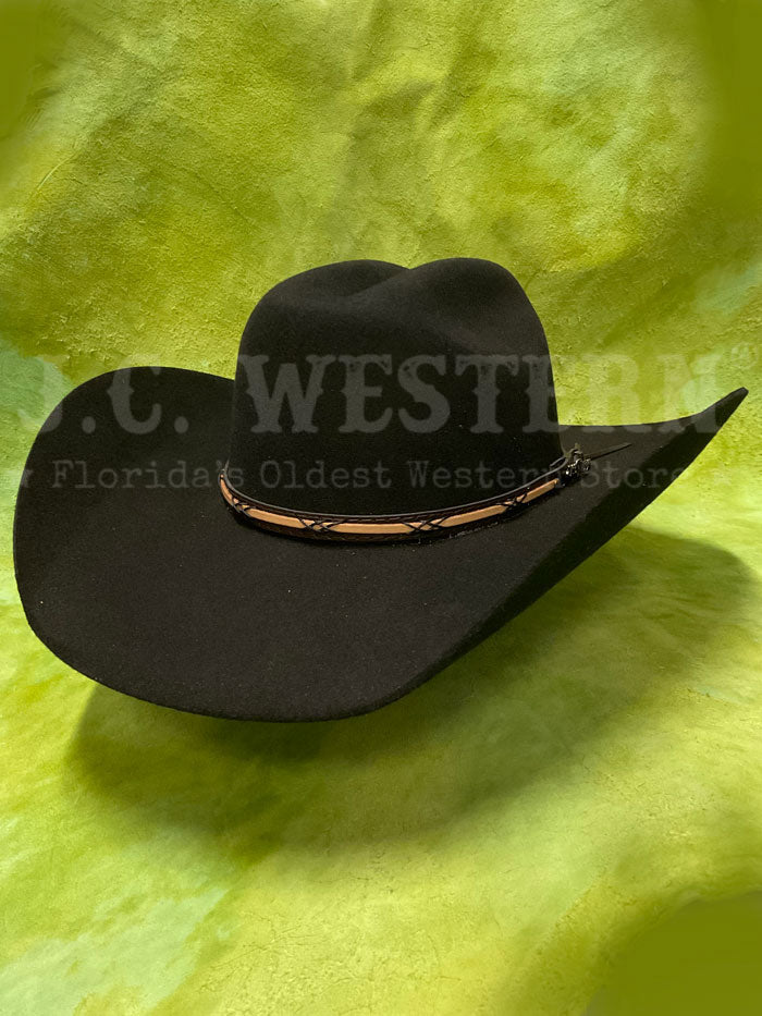 Resistol BWAMSK-304107AL Kids Jason Aldean Collection Amarillo Sky Felt Hat Black front view. If you need any assistance with this item or the purchase of this item please call us at five six one seven four eight eight eight zero one Monday through Saturday 10:00a.m EST to 8:00 p.m EST