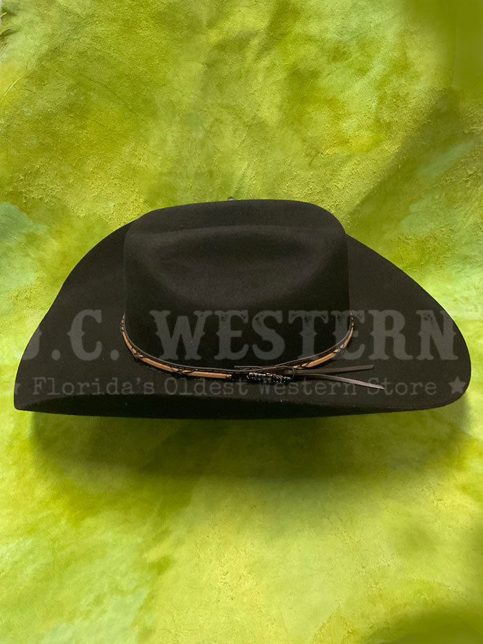 Resistol BWAMSK-304107AL Kids Jason Aldean Collection Amarillo Sky Felt Hat Black front view. If you need any assistance with this item or the purchase of this item please call us at five six one seven four eight eight eight zero one Monday through Saturday 10:00a.m EST to 8:00 p.m EST