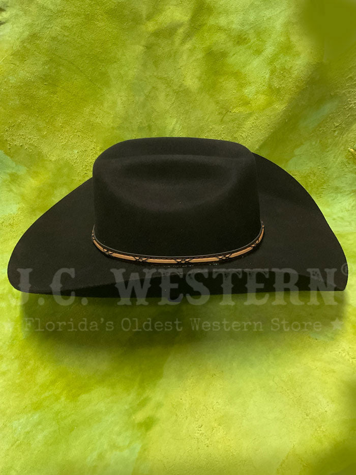 Resistol BWAMSK-304107AL Kids Jason Aldean Collection Amarillo Sky Felt Hat Black front view. If you need any assistance with this item or the purchase of this item please call us at five six one seven four eight eight eight zero one Monday through Saturday 10:00a.m EST to 8:00 p.m EST