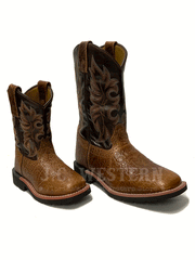 Dan Post DPC2986 DPC3986 Kids Lil Broken Bow Square Toe Boot Rust pair showing kids and youth size front and side view. If you need any assistance with this item or the purchase of this item please call us at five six one seven four eight eight eight zero one Monday through Saturday 10:00a.m EST to 8:00 p.m EST