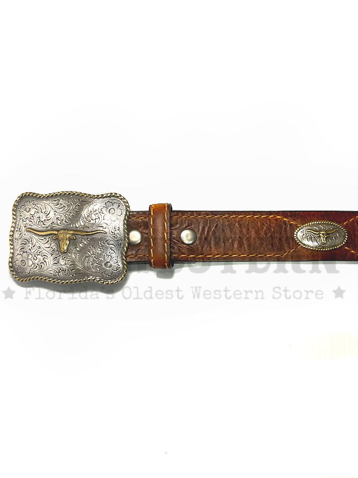 Vintage Bison VB-8102 Mens Texas Leather Belt Saddle front view. If you need any assistance with this item or the purchase of this item please call us at five six one seven four eight eight eight zero one Monday through Saturday 10:00a.m EST to 8:00 p.m EST