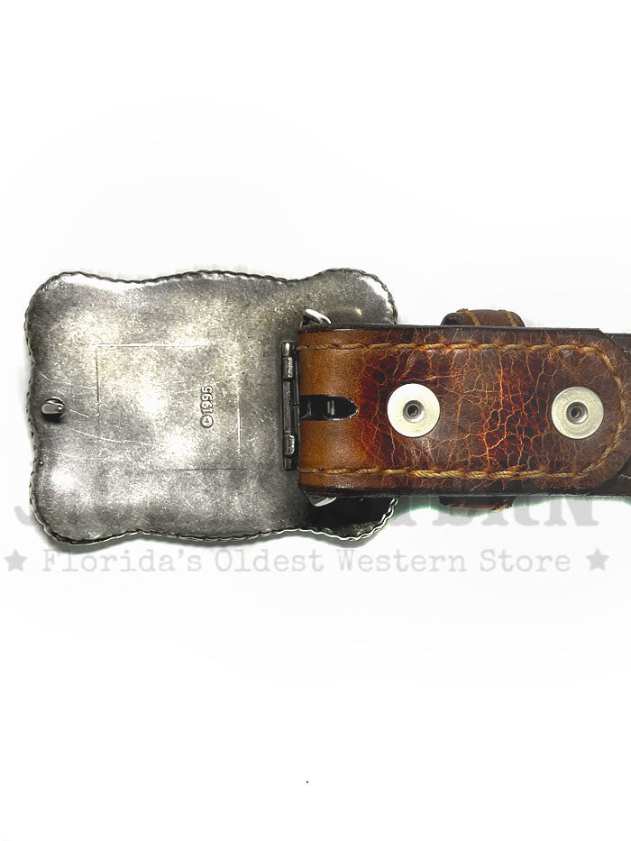Vintage Bison VB-8102 Mens Texas Leather Belt Saddle front view. If you need any assistance with this item or the purchase of this item please call us at five six one seven four eight eight eight zero one Monday through Saturday 10:00a.m EST to 8:00 p.m EST