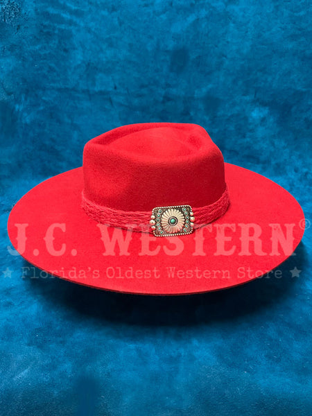 Charlie 1 Horse CWFLIN-064045 Womens FLING Felt Hat Red left side view. If you need any assistance with this item or the purchase of this item please call us at five six one seven four eight eight eight zero one Monday through Saturday 10:00a.m EST to 8:00 p.m EST