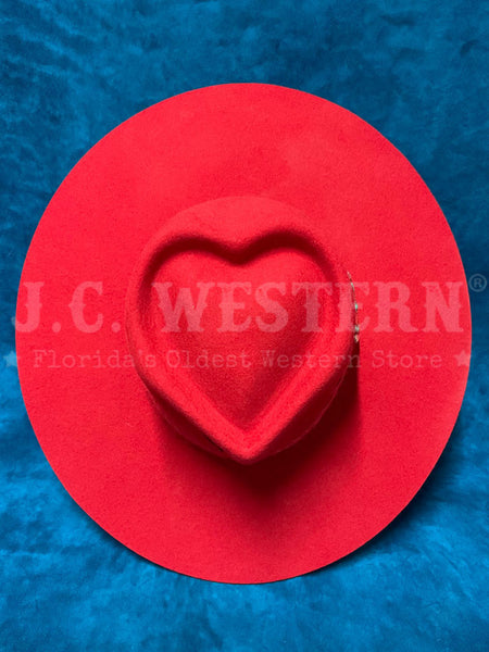 Charlie 1 Horse CWFLIN-064045 Womens FLING Felt Hat Red top view. If you need any assistance with this item or the purchase of this item please call us at five six one seven four eight eight eight zero one Monday through Saturday 10:00a.m EST to 8:00 p.m EST