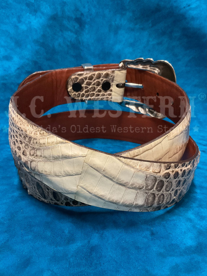 Lucchese W0185 Mens CROCODILE Western Belt Natural front view. If you need any assistance with this item or the purchase of this item please call us at five six one seven four eight eight eight zero one Monday through Saturday 10:00a.m EST to 8:00 p.m EST