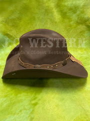Stetson TRROXB-8434MC ROXBURY Shapeable Leather Western Hat Mocha side view. If you need any assistance with this item or the purchase of this item please call us at five six one seven four eight eight eight zero one Monday through Saturday 10:00a.m EST to 8:00 p.m EST