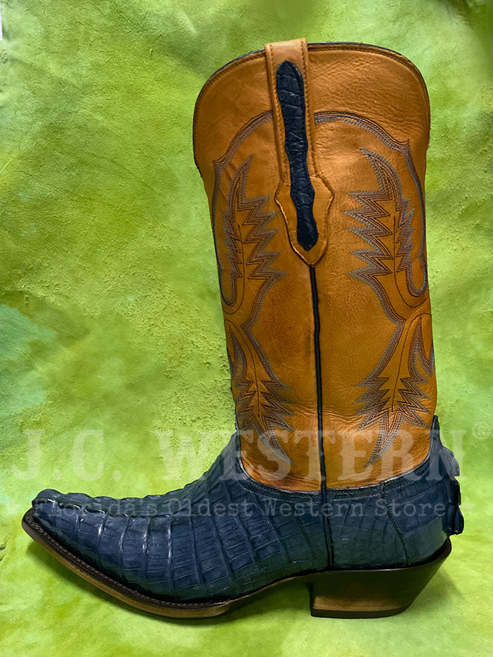 Black Jack BJB7147-54 Mens Caiman Crocodile Tail Burnished Jean Blue front and inner side view. If you need any assistance with this item or the purchase of this item please call us at five six one seven four eight eight eight zero one Monday through Saturday 10:00a.m EST to 8:00 p.m EST