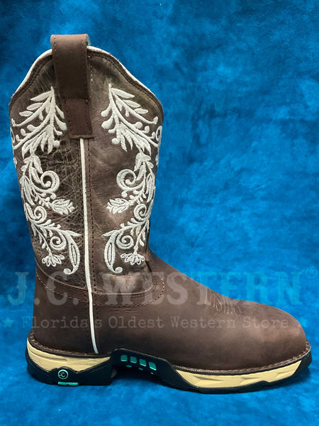 Corral W5008 Ladies Embroidery Hydro Resist Polycarbonate Security Toe Boot Brown outer side view. If you need any assistance with this item or the purchase of this item please call us at five six one seven four eight eight eight zero one Monday through Saturday 10:00a.m EST to 8:00 p.m EST