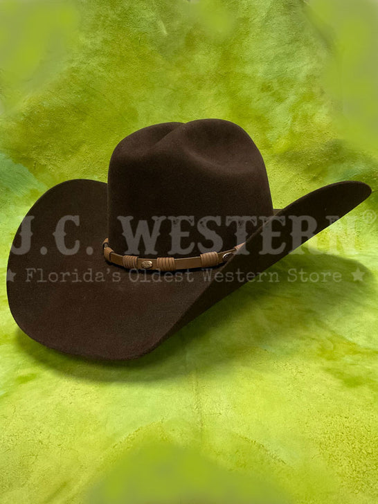 Justin JF0657TOWN-CHO Mens 6x Townes Western Felt Hat Chocolate front view. If you need any assistance with this item or the purchase of this item please call us at five six one seven four eight eight eight zero one Monday through Saturday 10:00a.m EST to 8:00 p.m EST