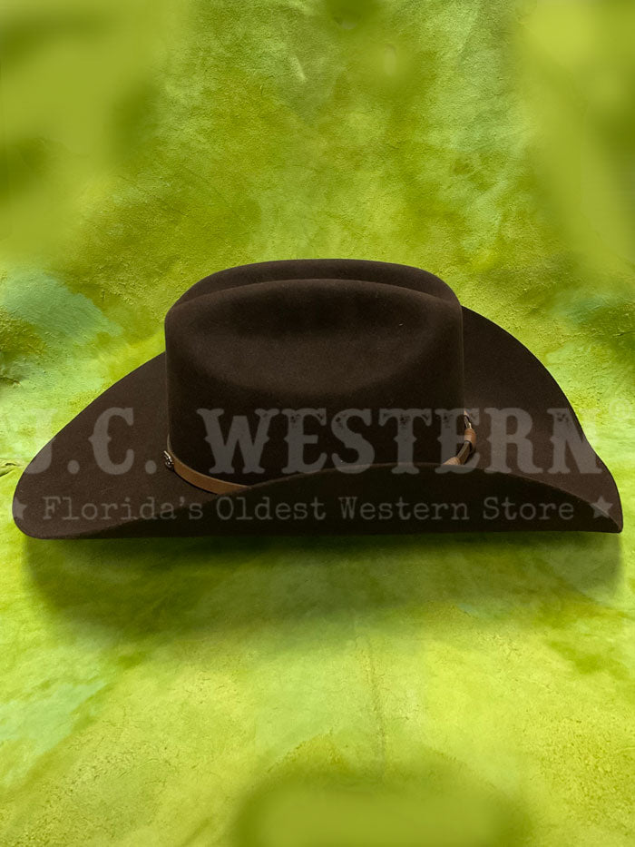 Justin JF0657TOWN-CHO Mens 6x Townes Western Felt Hat Chocolate front view. If you need any assistance with this item or the purchase of this item please call us at five six one seven four eight eight eight zero one Monday through Saturday 10:00a.m EST to 8:00 p.m EST