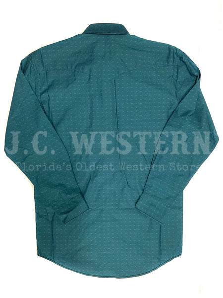 Panhandle RMN2S02191 Mens Rough Stock Long Sleeve Snap Shirt Turquoise back view. If you need any assistance with this item or the purchase of this item please call us at five six one seven four eight eight eight zero one Monday through Saturday 10:00a.m EST to 8:00 p.m EST