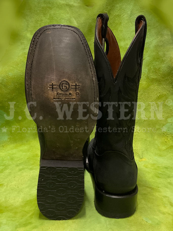 Circle G L6079 Mens Embroidery Square Toe Boot Black front and inner side view pair. If you need any assistance with this item or the purchase of this item please call us at five six one seven four eight eight eight zero one Monday through Saturday 10:00a.m EST to 8:00 p.m EST
