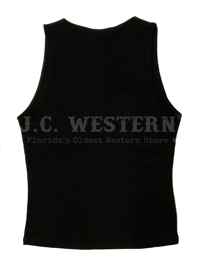 Black Lace Up Front Tank