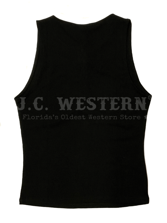 Panhandle JW20T03613 Ladies Lace up Tank Black back view. If you need any assistance with this item or the purchase of this item please call us at five six one seven four eight eight eight zero one Monday through Saturday 10:00a.m EST to 8:00 p.m EST