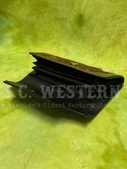 Western Fashion SVK-T060 Ladies Clutch Floral Tool Cowhide Black open inside view. If you need any assistance with this item or the purchase of this item please call us at five six one seven four eight eight eight zero one Monday through Saturday 10:00a.m EST to 8:00 p.m EST