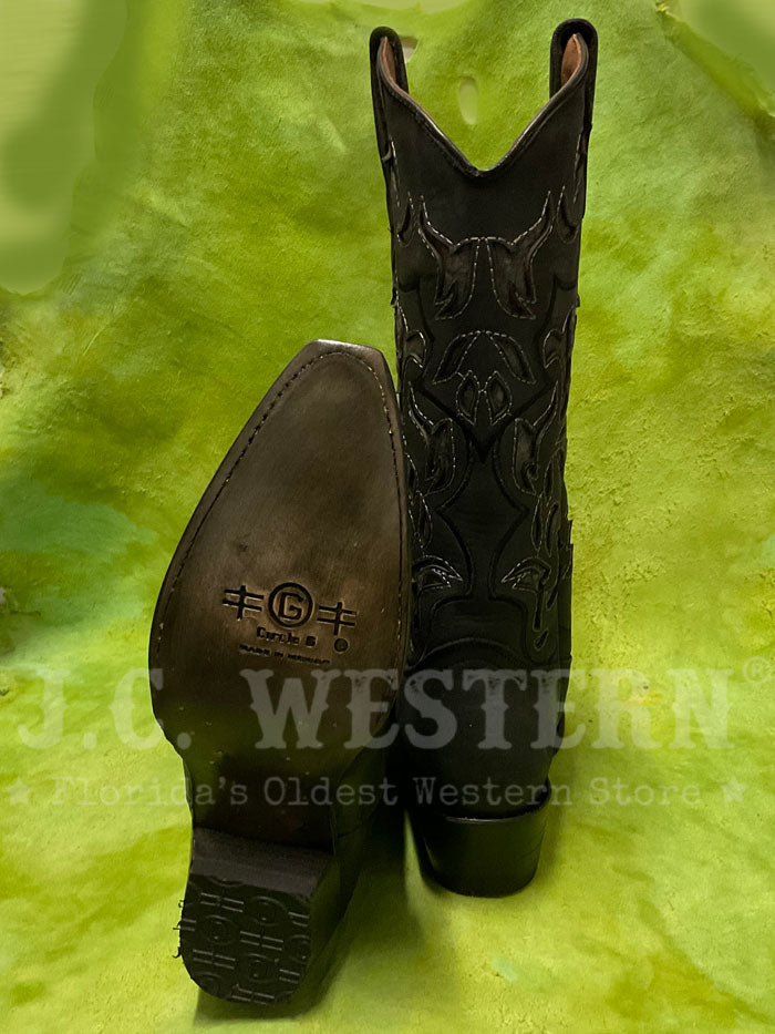 Circle G L6033 Ladies Inlay & Embroidery Boot Black And Grey front and inner side view. If you need any assistance with this item or the purchase of this item please call us at five six one seven four eight eight eight zero one Monday through Saturday 10:00a.m EST to 8:00 p.m EST