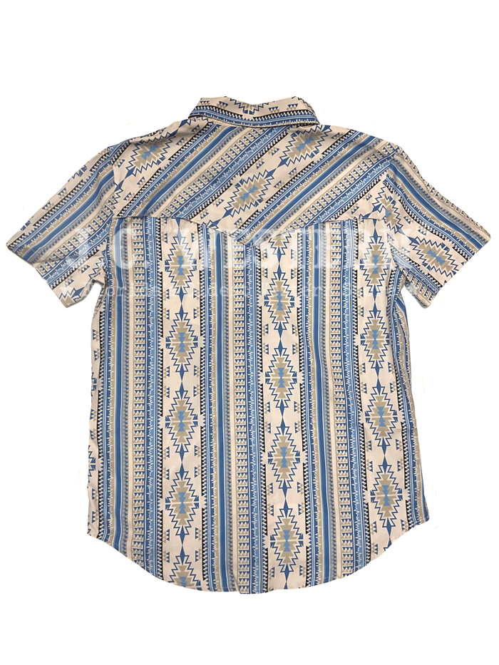 Rock & Roll Denim BMN3S02546 Mens Tek Western Short Sleeve Aztec Ripstop Snap Shirt Blue front view. If you need any assistance with this item or the purchase of this item please call us at five six one seven four eight eight eight zero one Monday through Saturday 10:00a.m EST to 8:00 p.m EST
