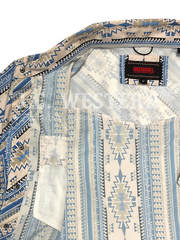 Rock & Roll Denim BMN3S02546 Mens Tek Western Short Sleeve Aztec Ripstop Snap Shirt Blue inside view of breathable mesh on back yoke and pocket. If you need any assistance with this item or the purchase of this item please call us at five six one seven four eight eight eight zero one Monday through Saturday 10:00a.m EST to 8:00 p.m EST