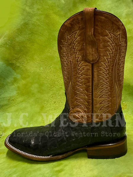 Corral L6054 Mens Embroidery Wide Square Toe Caiman Boot Olive Green Ocher outer side view. If you need any assistance with this item or the purchase of this item please call us at five six one seven four eight eight eight zero one Monday through Saturday 10:00a.m EST to 8:00 p.m EST