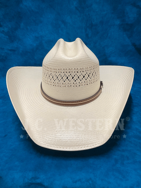 Justin JS3756BTTE 50X BUTTE Western Straw Hat Ivory full front view. If you need any assistance with this item or the purchase of this item please call us at five six one seven four eight eight eight zero one Monday through Saturday 10:00a.m EST to 8:00 p.m EST