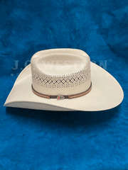 Justin JS3756BTTE 50X BUTTE Western Straw Hat Ivory side view. If you need any assistance with this item or the purchase of this item please call us at five six one seven four eight eight eight zero one Monday through Saturday 10:00a.m EST to 8:00 p.m EST