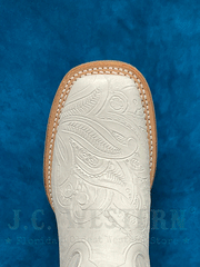 Tin Haul 14-021-0007-1513 Womens White Wedding Yes I Do Sole Square Toe Western Boot White toe view from above. If you need any assistance with this item or the purchase of this item please call us at five six one seven four eight eight eight zero one Monday through Saturday 10:00a.m EST to 8:00 p.m EST