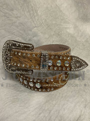 Nocona N3483602 Ladies Ladies Calf Hair Belt Brown front view. If you need any assistance with this item or the purchase of this item please call us at five six one seven four eight eight eight zero one Monday through Saturday 10:00a.m EST to 8:00 p.m EST