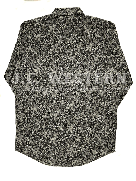 Panhandle RMN2S02829 Mens Paisley Print Snap Western Shirt Charcoal back view. If you need any assistance with this item or the purchase of this item please call us at five six one seven four eight eight eight zero one Monday through Saturday 10:00a.m EST to 8:00 p.m EST