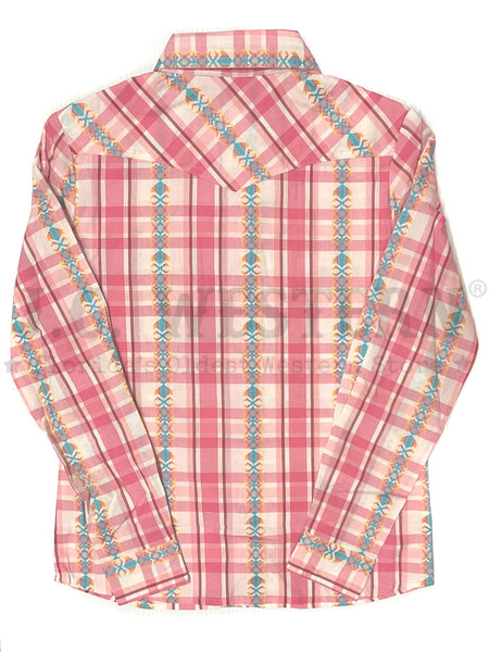 Panhandle LGN2S02938 Kids Long Sleeve Snap Shirt Coral back view. If you need any assistance with this item or the purchase of this item please call us at five six one seven four eight eight eight zero one Monday through Saturday 10:00a.m EST to 8:00 p.m EST