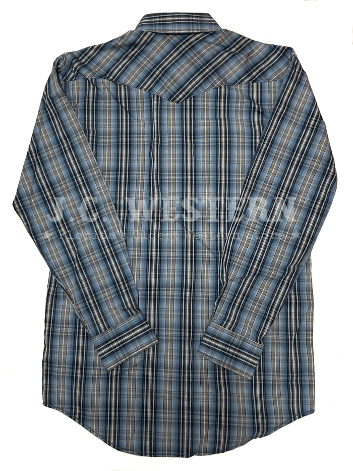 Panhandle RMN2S02804 Mens Long Sleeve Snap Plaid Western Shirt Navy front view. If you need any assistance with this item or the purchase of this item please call us at five six one seven four eight eight eight zero one Monday through Saturday 10:00a.m EST to 8:00 p.m EST