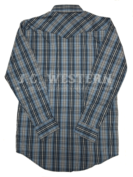 Panhandle RMN2S02804 Mens Long Sleeve Snap Plaid Western Shirt Navy back view. If you need any assistance with this item or the purchase of this item please call us at five six one seven four eight eight eight zero one Monday through Saturday 10:00a.m EST to 8:00 p.m EST