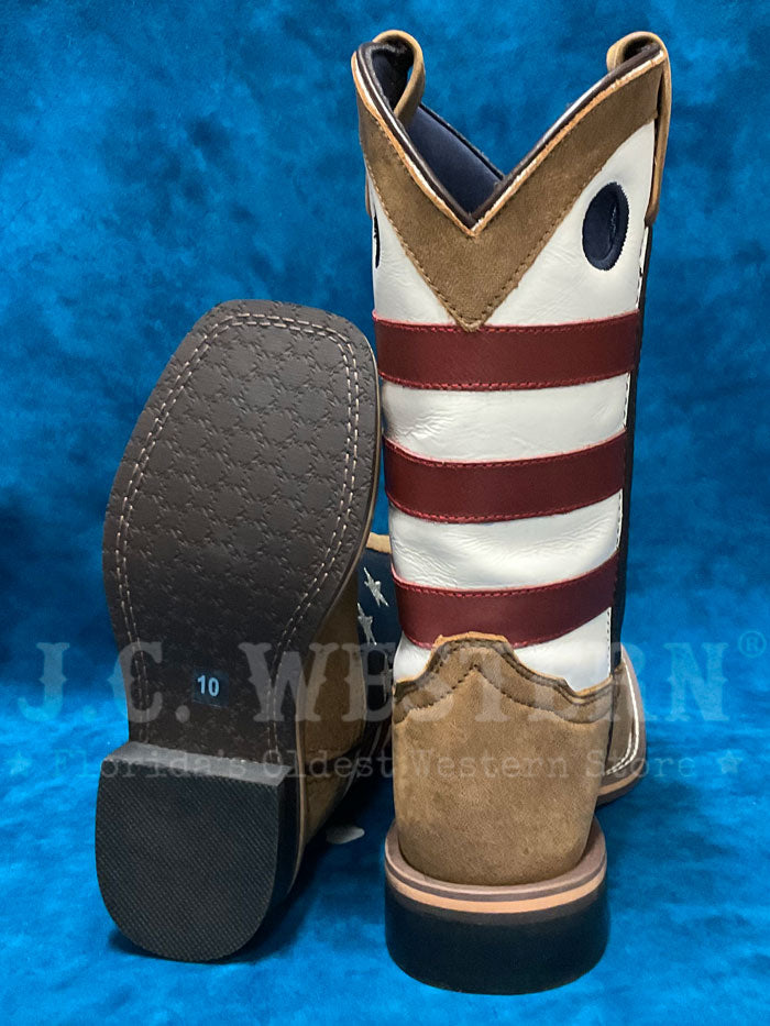 Smoky Mountain 3880 Kids Stars And Stripes Boots Vintage Brown side view children and youth sizes. If you need any assistance with this item or the purchase of this item please call us at five six one seven four eight eight eight zero one Monday through Saturday 10:00a.m EST to 8:00 p.m EST