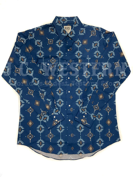 Ely Cattleman 2027094-IN Mens Long Sleeve Shirt Indigo front view. If you need any assistance with this item or the purchase of this item please call us at five six one seven four eight eight eight zero one Monday through Saturday 10:00a.m EST to 8:00 p.m EST