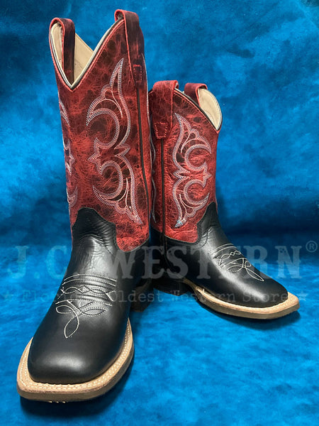 Old West BSC1972 BSY1972 Kids Square Toe Western Boot Black front and inner side view children and youth sizes. If you need any assistance with this item or the purchase of this item please call us at five six one seven four eight eight eight zero one Monday through Saturday 10:00a.m EST to 8:00 p.m EST