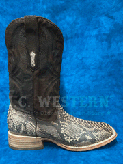 Corral A4499 Mens Python And Lamb Embroidery Square Toe Western Boot Brown full outter side view. If you need any assistance with this item or the purchase of this item please call us at five six one seven four eight eight eight zero one Monday through Saturday 10:00a.m EST to 8:00 p.m EST