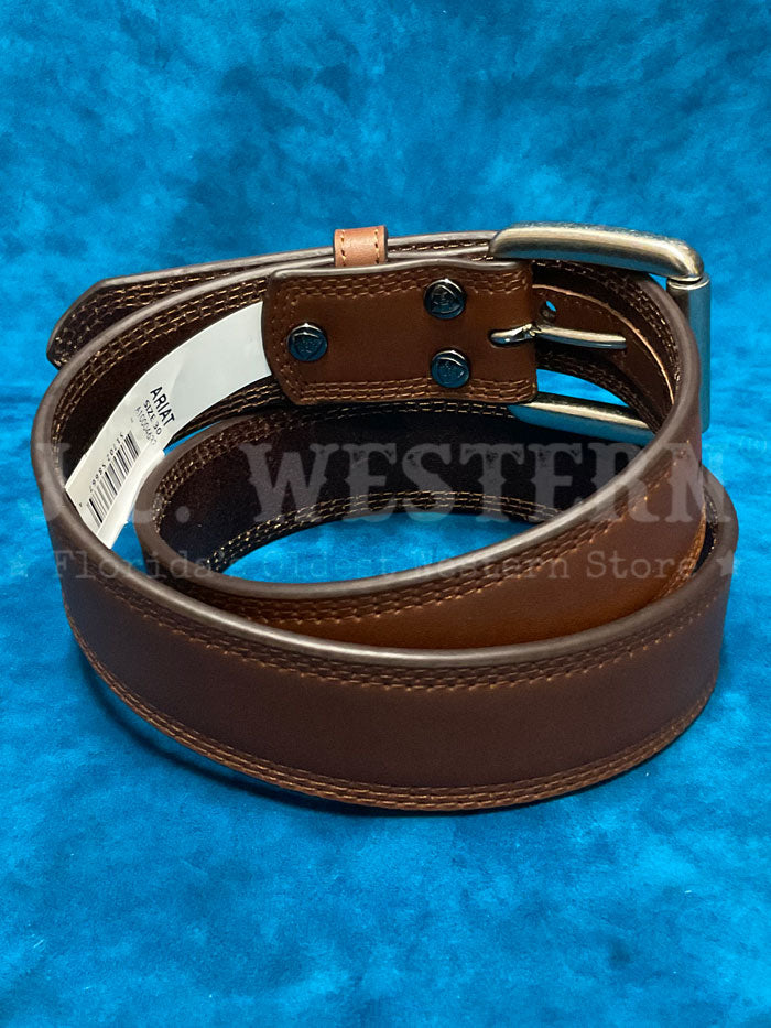 Ariat A10004632 Mens Western Work Leather Belt Brown front view. If you need any assistance with this item or the purchase of this item please call us at five six one seven four eight eight eight zero one Monday through Saturday 10:00a.m EST to 8:00 p.m EST